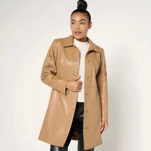 d&co Signature Faux Leather Long Jacket. Sz 1X.